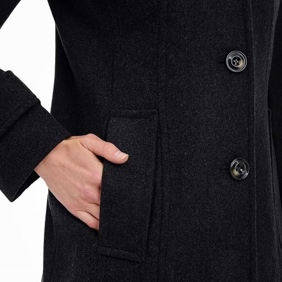 NEW London Fog Womens Single-Breasted Wool Coat with Scarf Black XXL - Picture 5 of 5